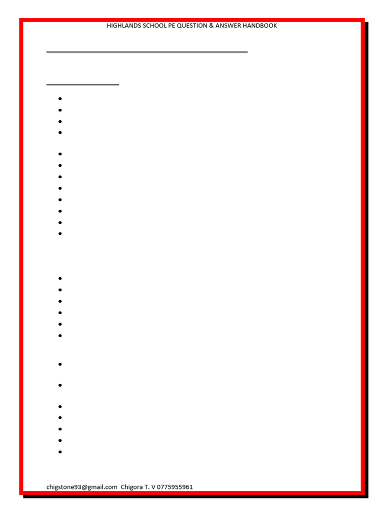 Highlands School PE Q&A Handbook | PDF | Human Body | Track And Field