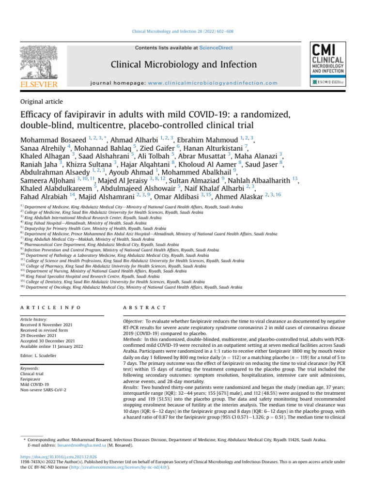 Efficacy of Favipiravir in Adults With Mild COVID | PDF | Clinical ...