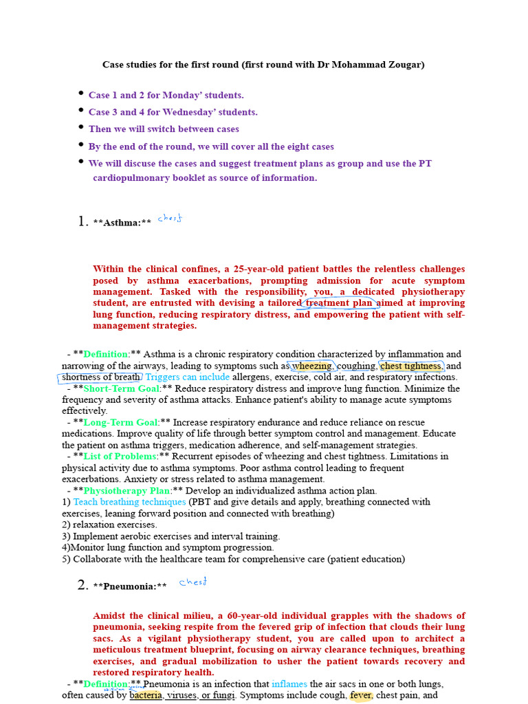 Case Studies For The First Week PDF | PDF | Chronic Obstructive ...