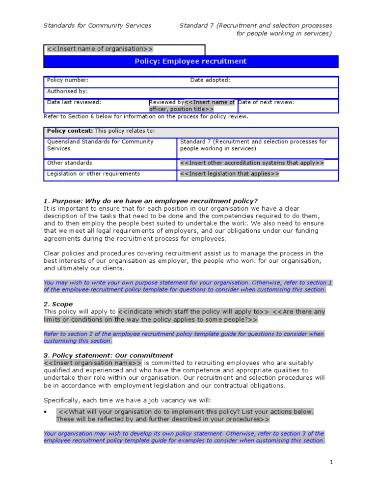 Employee Recruitment Policy Template | PDF | Recruitment | Employment