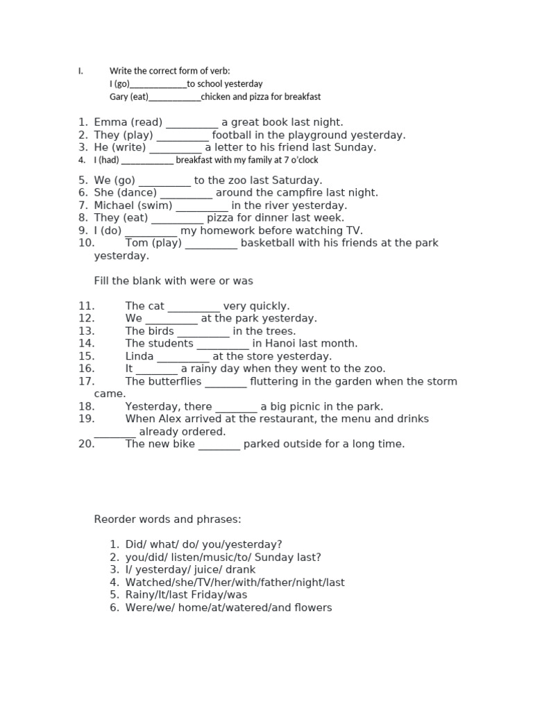 Verb Tense Practice Exercises | PDF