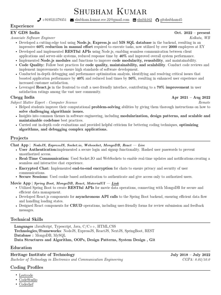 Shubham Resume GR | PDF | Computing | Software Engineering