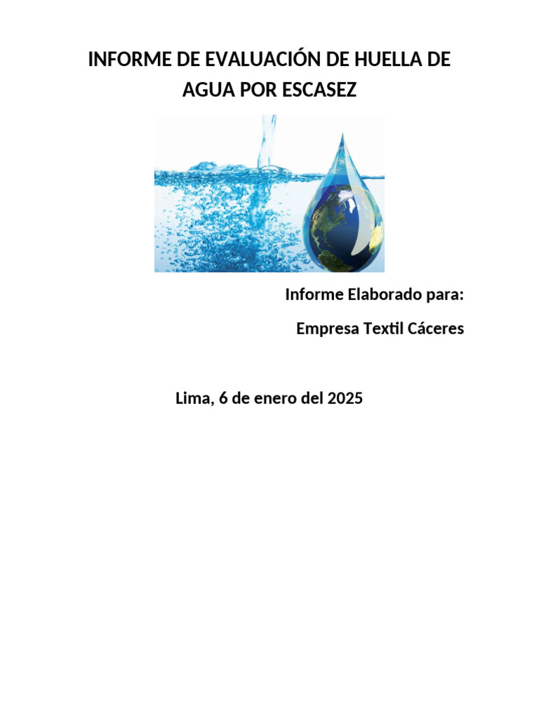 Informe de Evaluación de Huella de Agua-Textil Cáceres VF | PDF | Agua ...