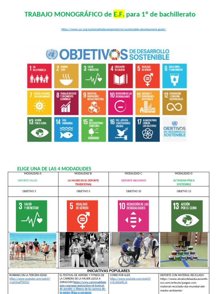 Proyectos de Deporte y ODS en Bachillerato | PDF