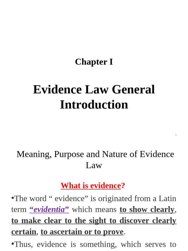 Overview of Evidence Law Principles | PDF | Evidence (Law) | Burden Of ...