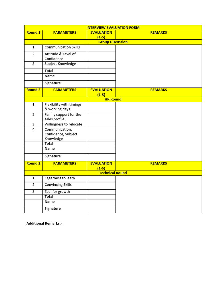Interview Evaluation Form Template | PDF