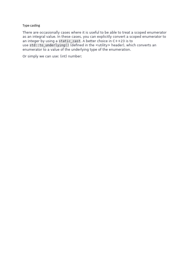 Type Casting Scoped Enumerators in C++ | PDF