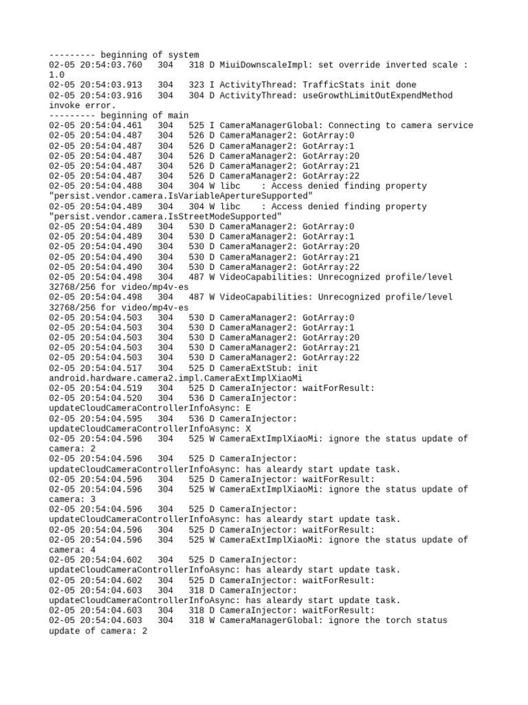 Camera Service Initialization Log | PDF | Data Compression | Software