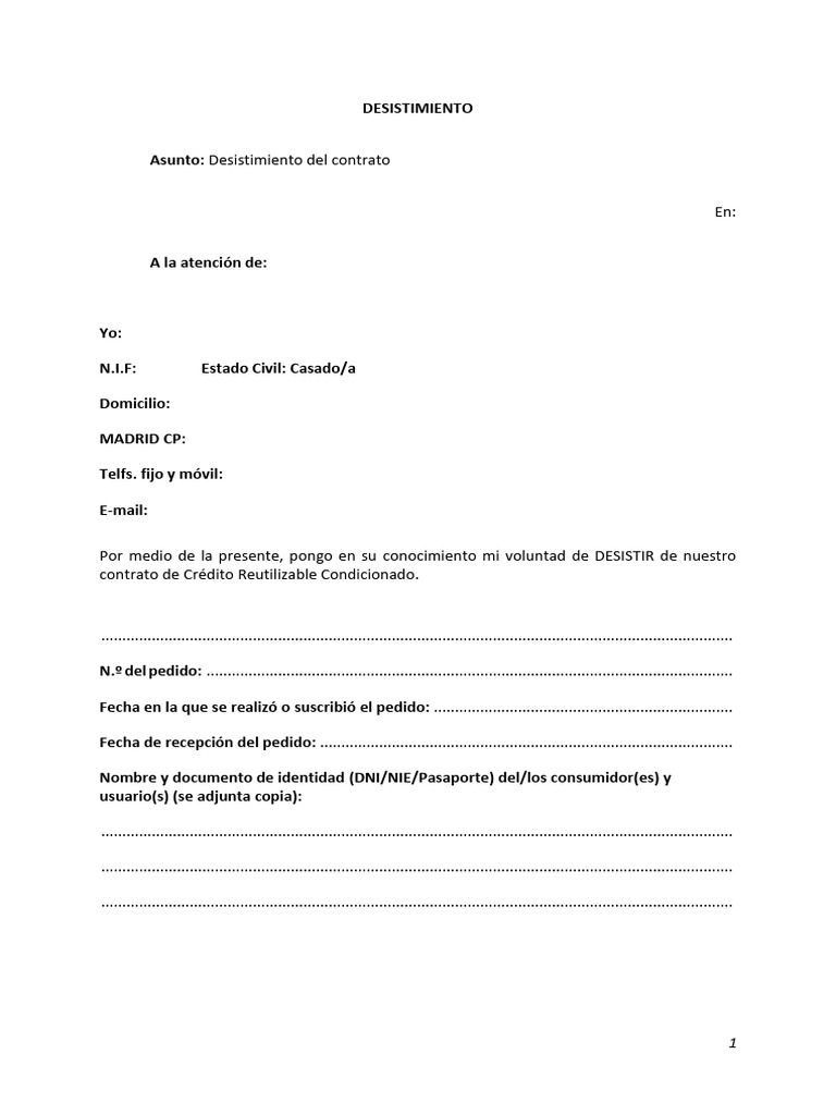 Modelo de Formulario de Desistimiento | PDF | Los consumidores | Correo