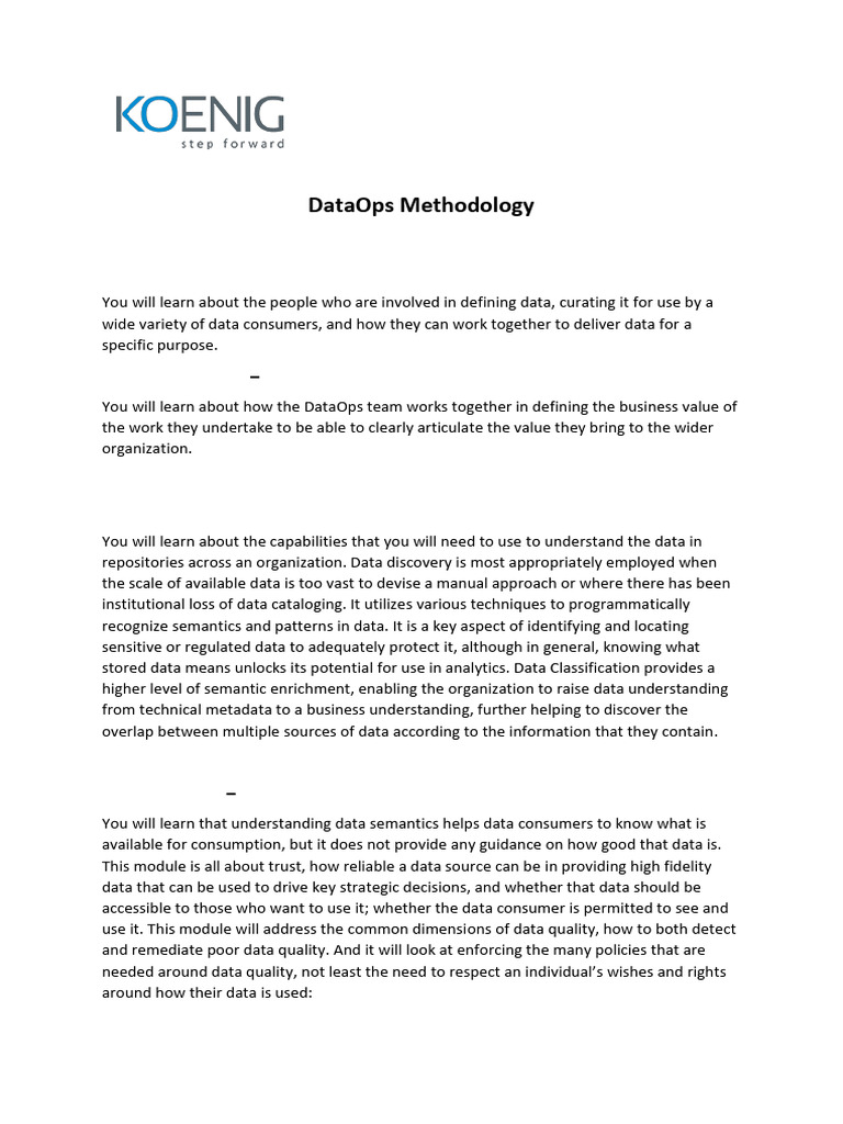 DataOps Methodology Guide | PDF | Data | Data Quality
