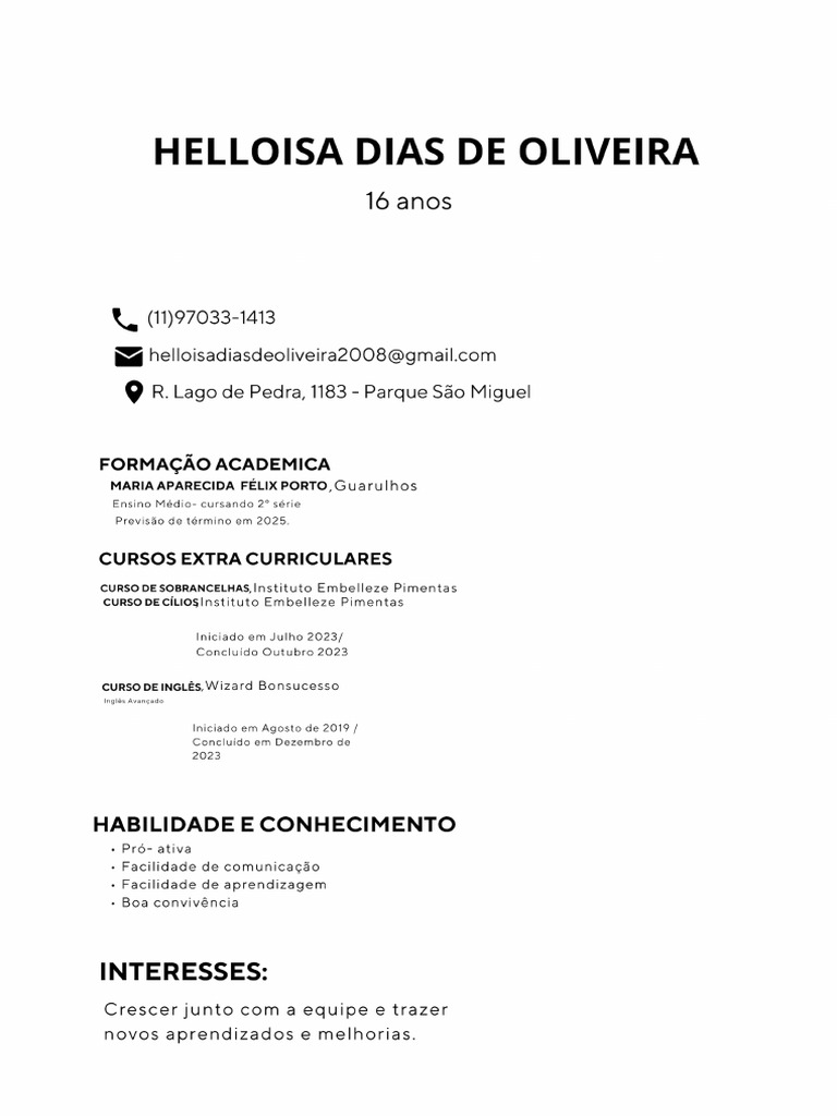 Currículo Helloisa Dias | PDF