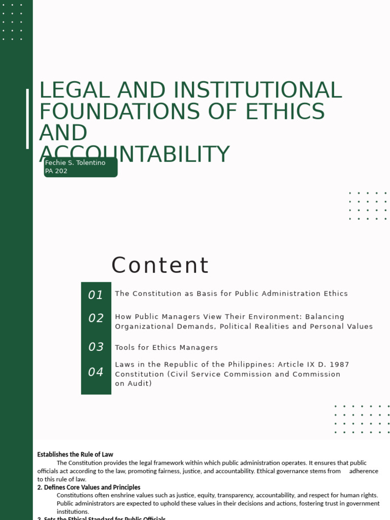 Ethics and Accountability in Public Service | PDF | Rule Of Law ...
