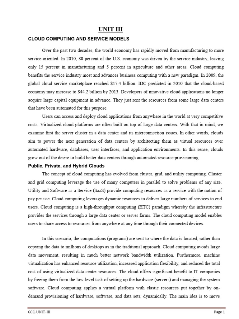 GCC Notes UNIT-III | PDF | Cloud Computing | Platform As A Service