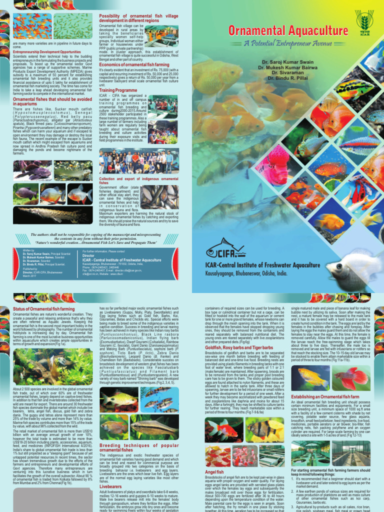 Ornamental Aquaculture Opportunities in India | PDF | Fishkeeping | Fish