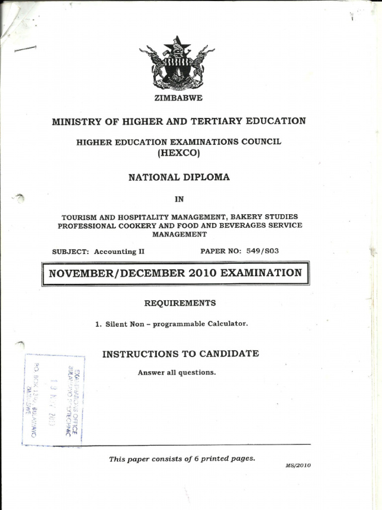 Accounting 2 Nov Dec 2010 | PDF