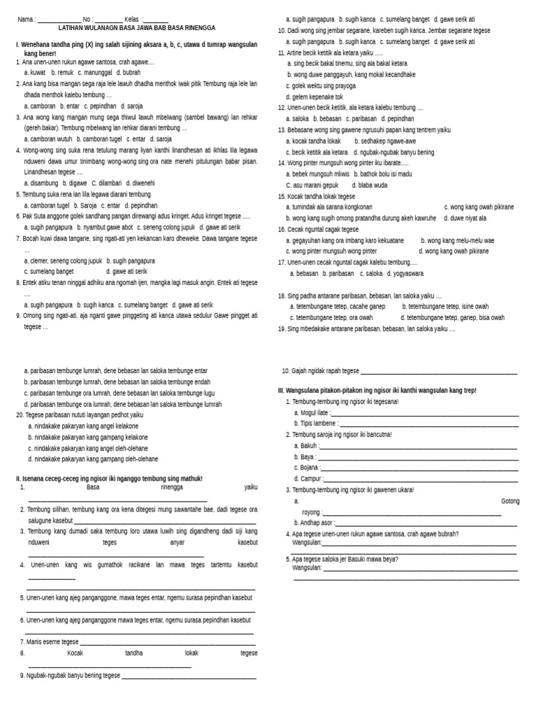 Latihan Basa Rinengga | PDF