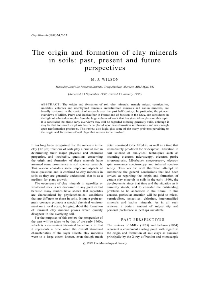 Formation of Soil Clay Minerals | PDF | Clay | Soil