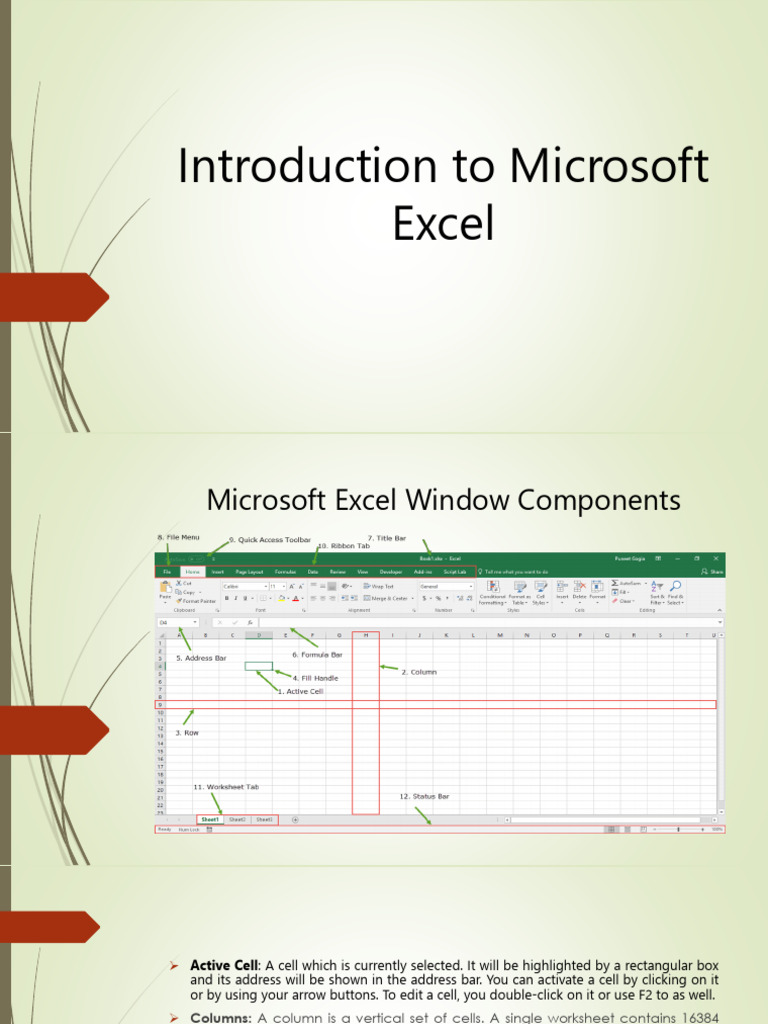 Microsoft Excel Window Components | PDF | Microsoft Excel | Window ...