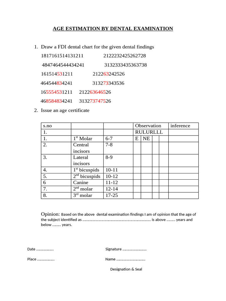 Dental Age Estimation Guide | PDF