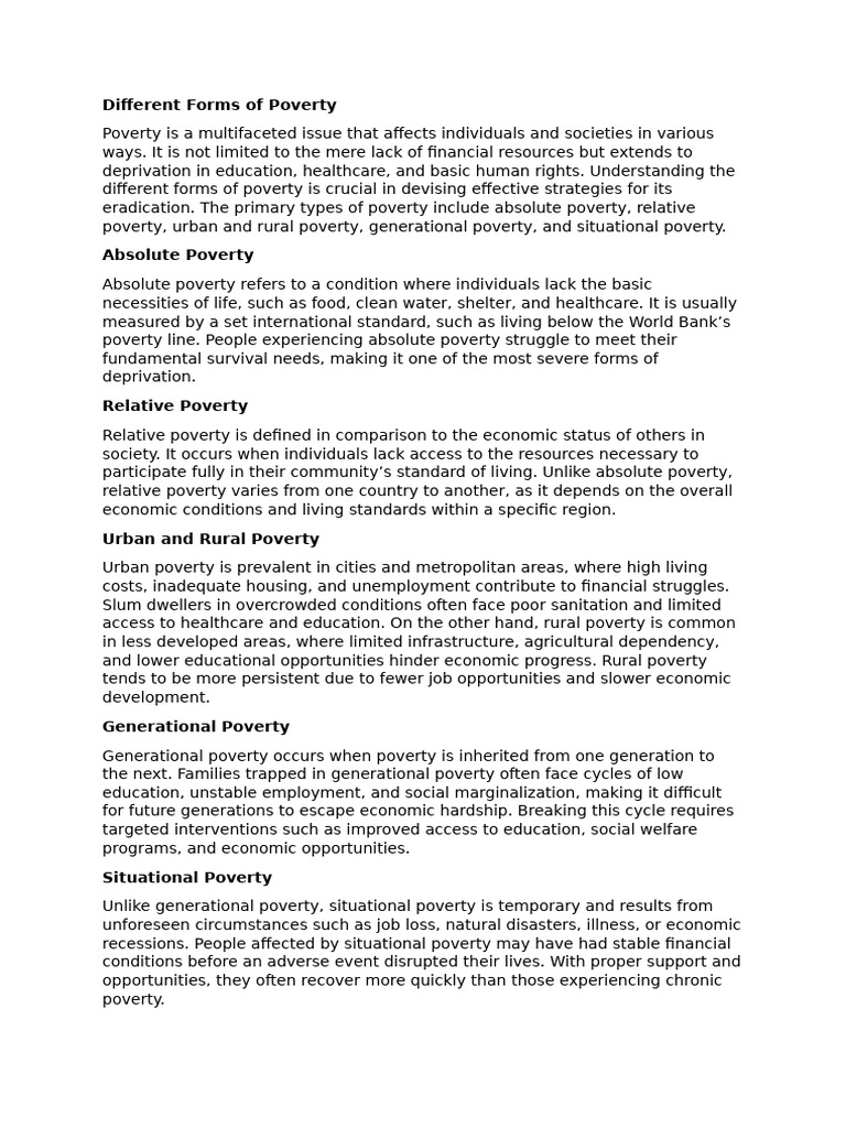 Different Forms of Poverty | PDF | Poverty | Poverty & Homelessness