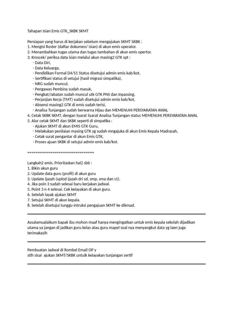 Tahapan Isian Emis Gtk Pdf