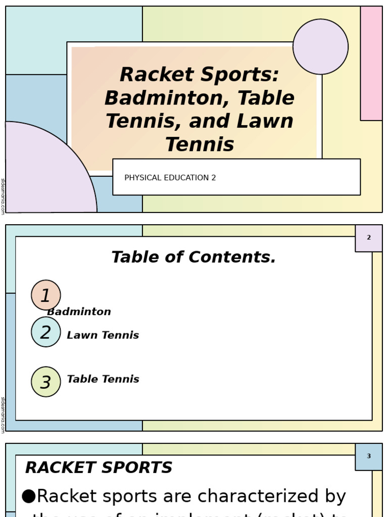Overview of Racket Sports: Badminton, Tennis | PDF | Table Tennis ...