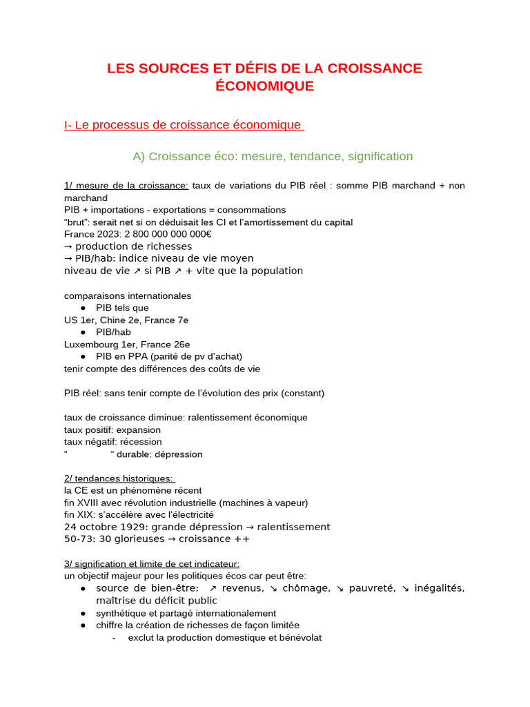 Sources et défis de la croissance économique | PDF | Croissance ...