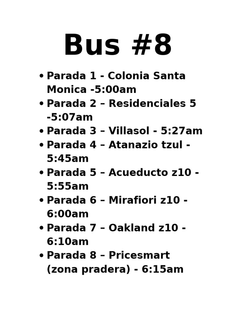 Horarios y paradas del Bus #8 | PDF