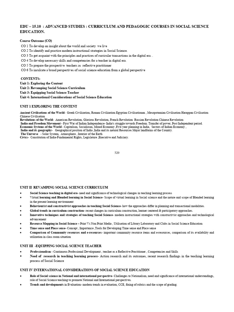 Edu - 15.10: Advanced Studies: Curriculum and Pedagogic Courses in ...