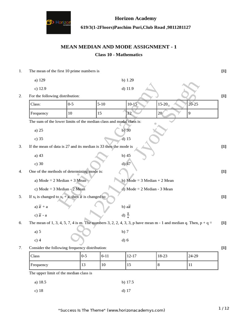 Mean Median and Mode Assignment - 1 | PDF | Mean | Obesity