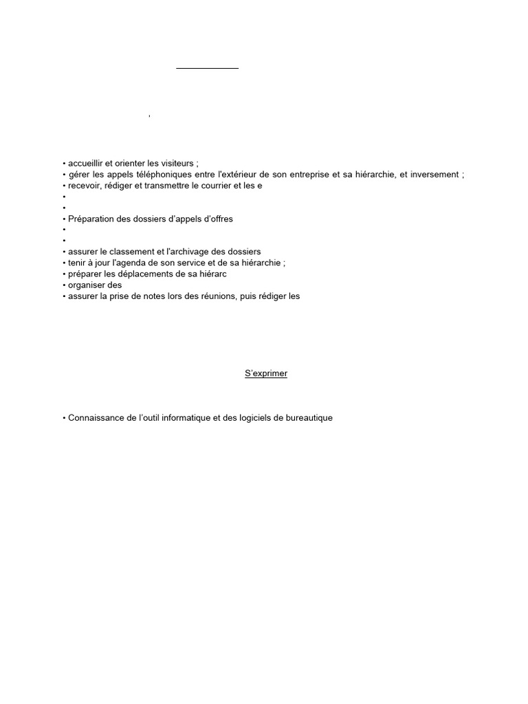 Fiche de Poste : Secrétaire Administrative | PDF