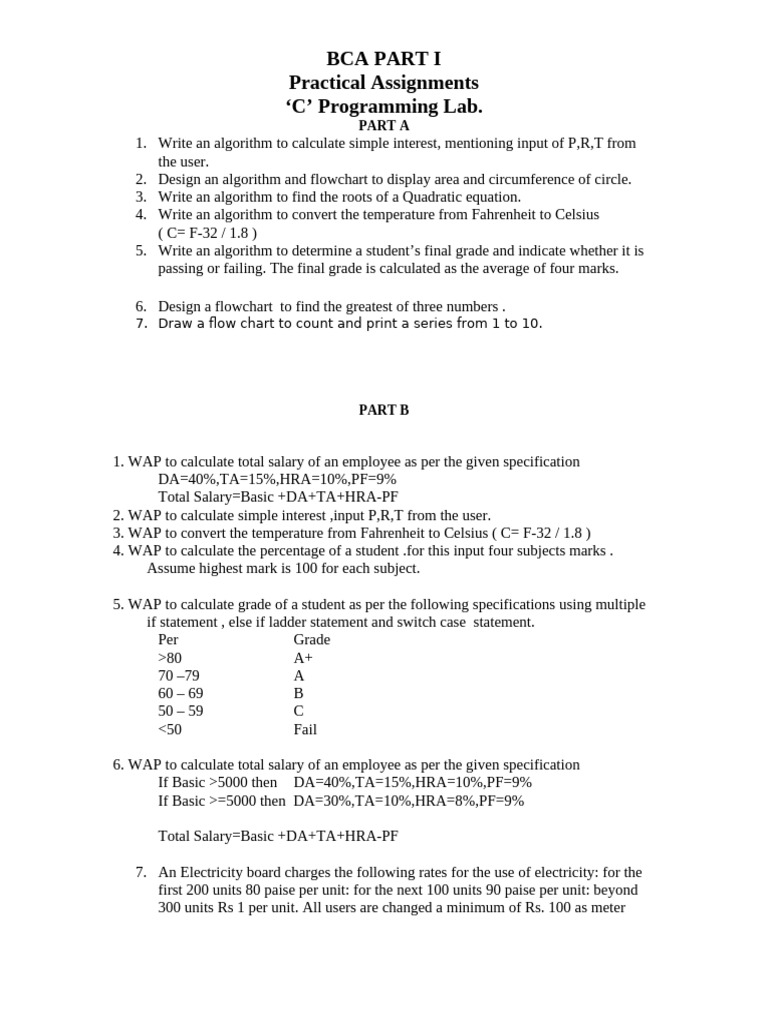 Assignment C CBCA104 2024 PART I | PDF | Mathematics