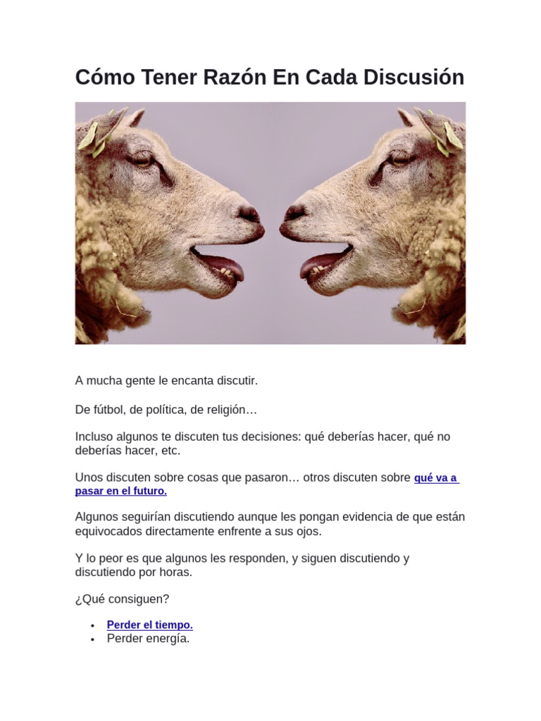 Cómo Tener Siempre la Razón en Discusiones | PDF | Razón | Mente