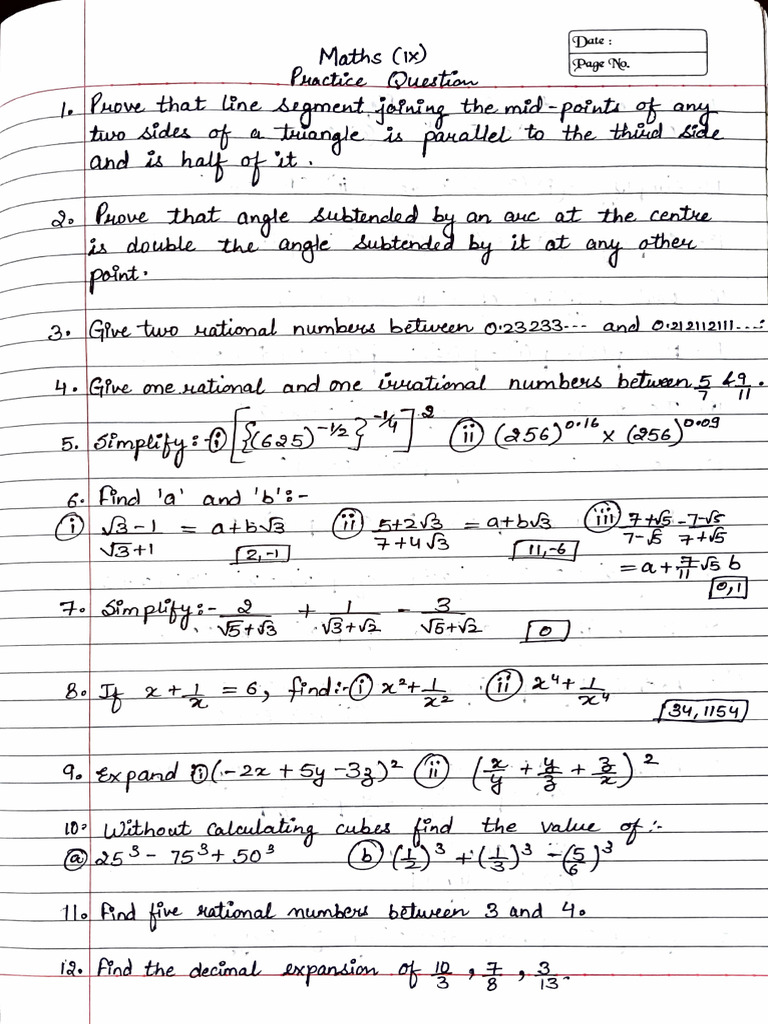 Maths Practice Questions and Solutions | PDF | Elementary Geometry ...