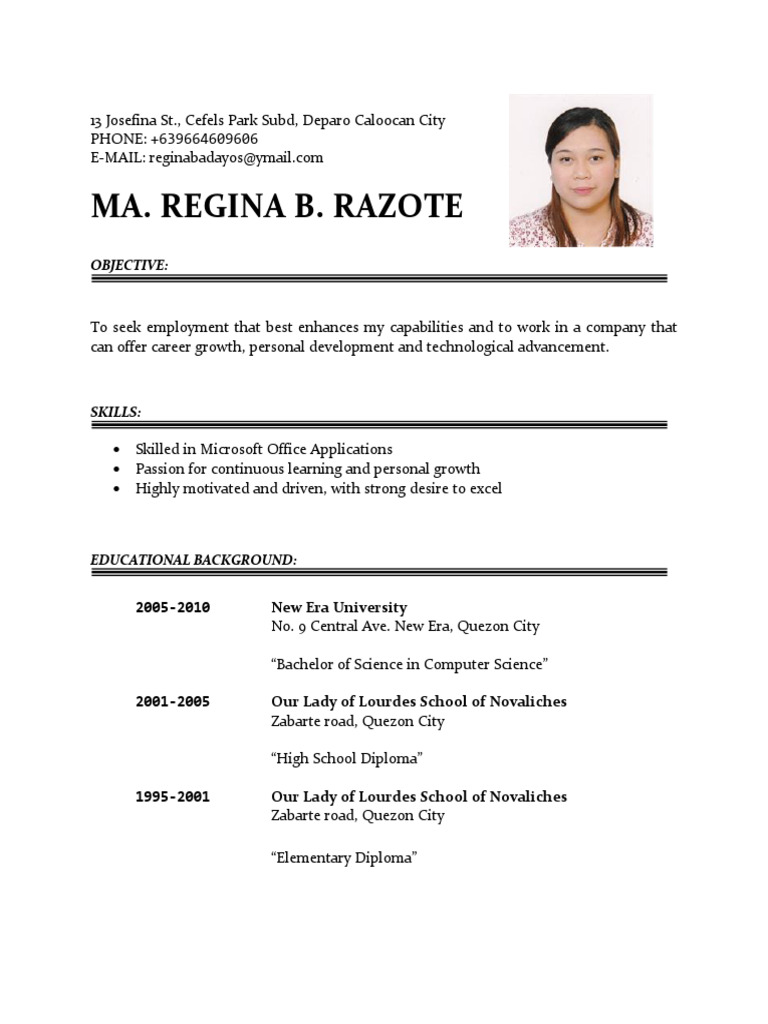 Resume of Ma. Regina B. Razote | PDF