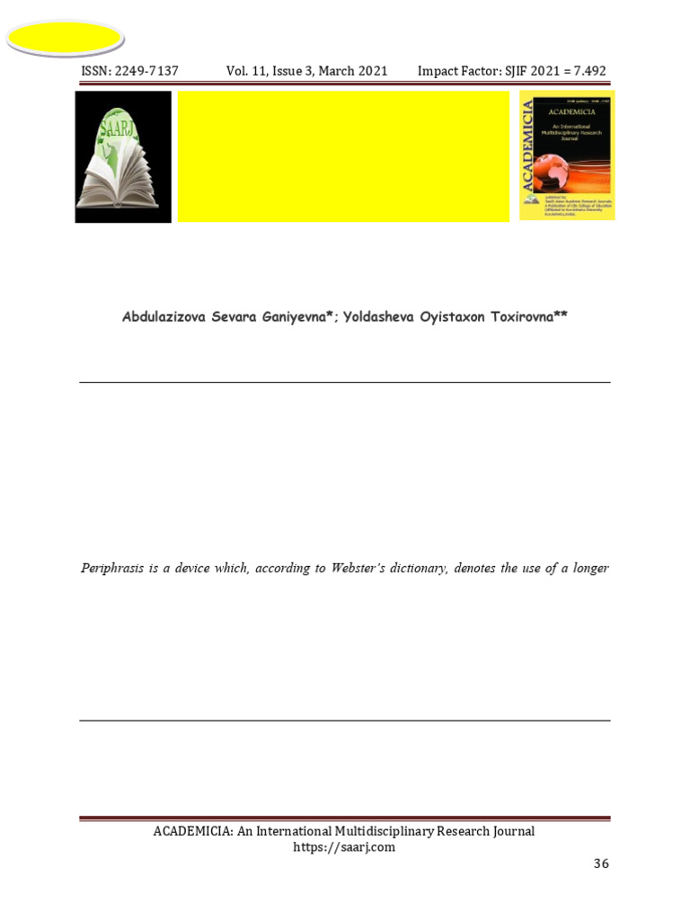 Stylistic Periphrasis in Language | PDF | Definition | Lexicon
