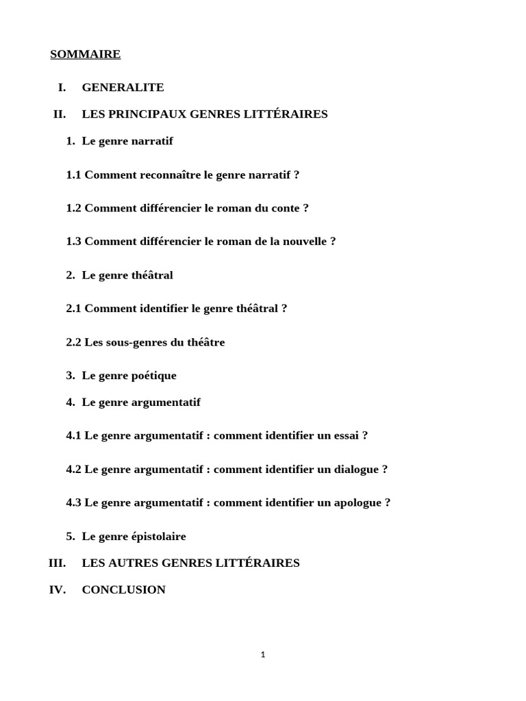 Genres littéraires et leurs caractéristiques | PDF | Romans | Poésie