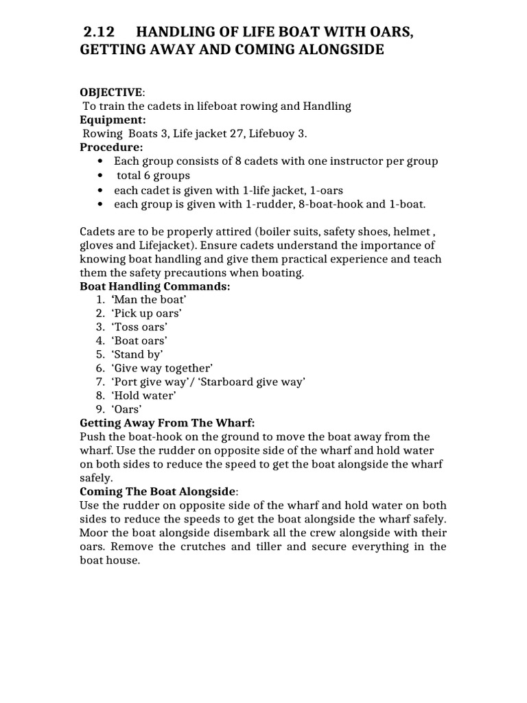 Lifeboat Rowing and Handling Training | PDF