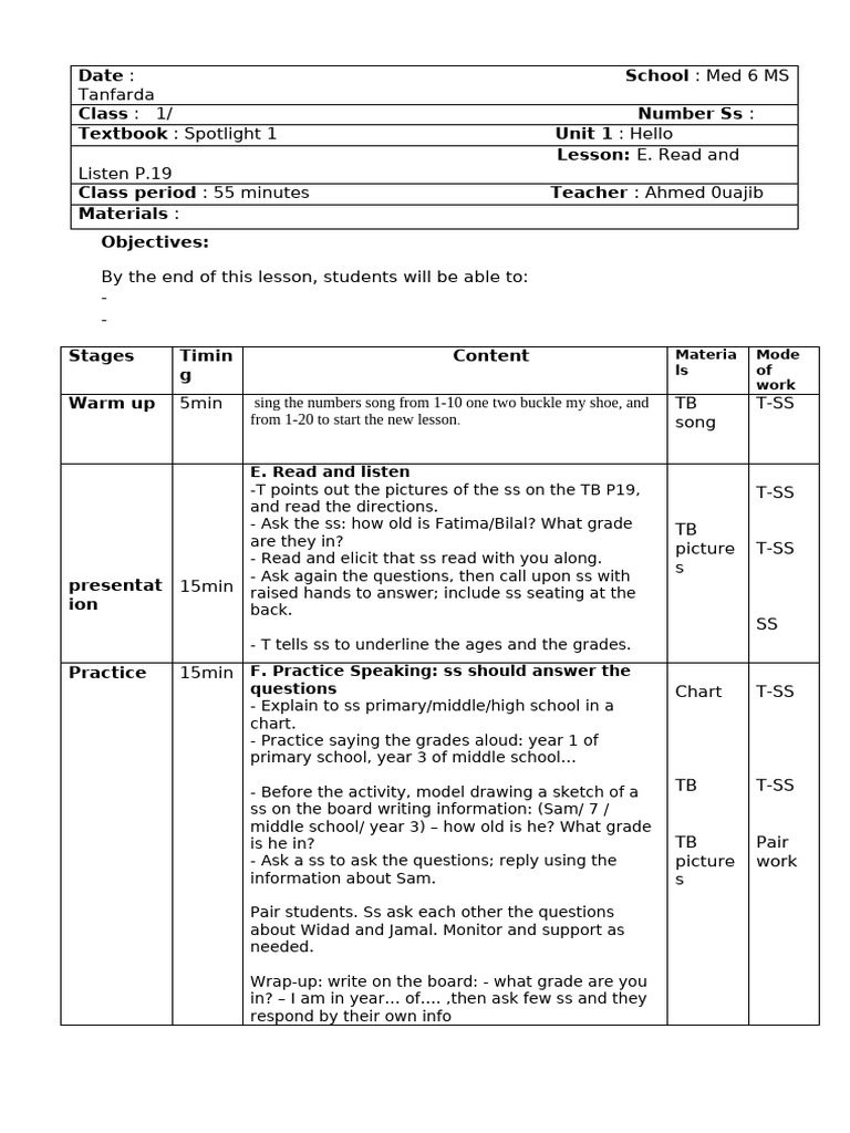 5 - Unit 1 Lesson 2 E. Read and Listen P. 19 | PDF
