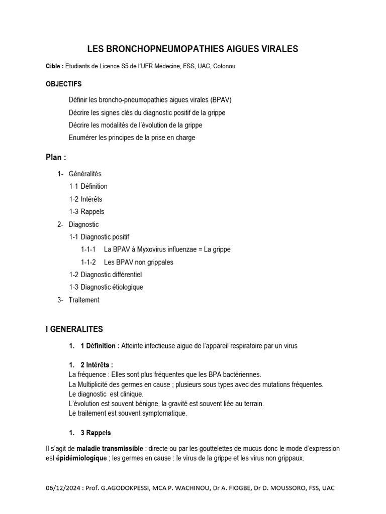 PAV Med3 2024 2025 | PDF | Grippe | Spécialités médicales