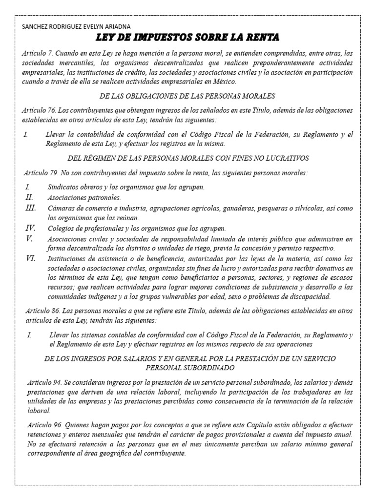 Ley de Impuestos Sobre La Renta | PDF | Impuestos | Impuesto sobre la renta