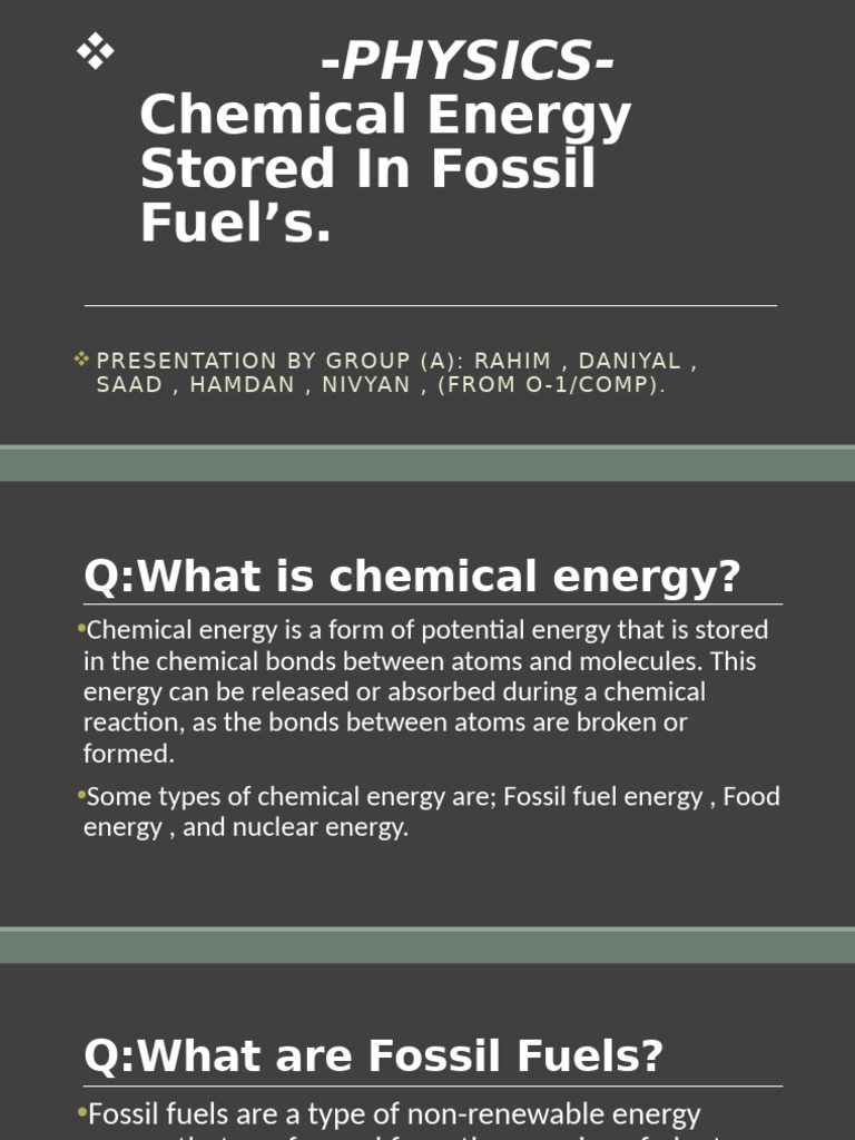 Chemical Energy in Fossil Fuels | PDF | Fuels | Fossil Fuel Power Station