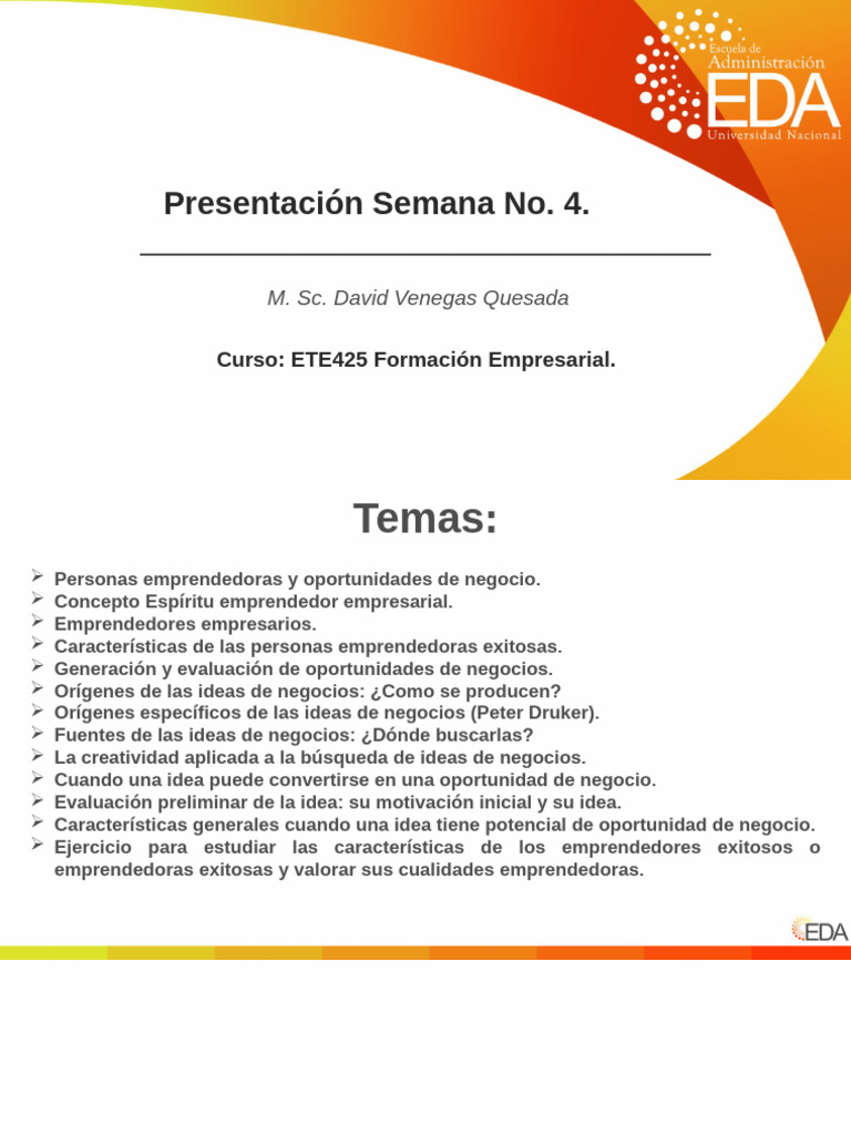 PRESENTACION DE LA SEMANA No. 4 | PDF | Iniciativa empresarial ...