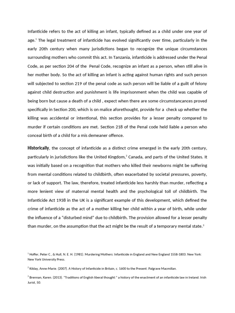 Infanticide Laws and Mental Health Insights | PDF | Murder | Mental Health