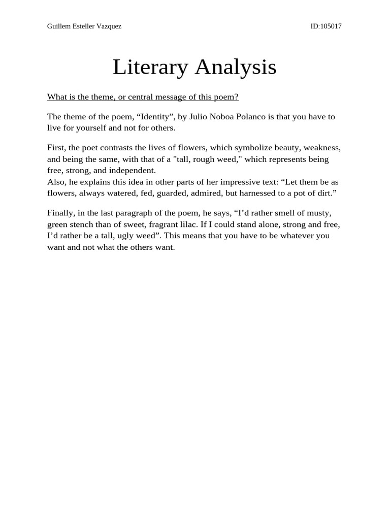 My Literary Analysis | PDF