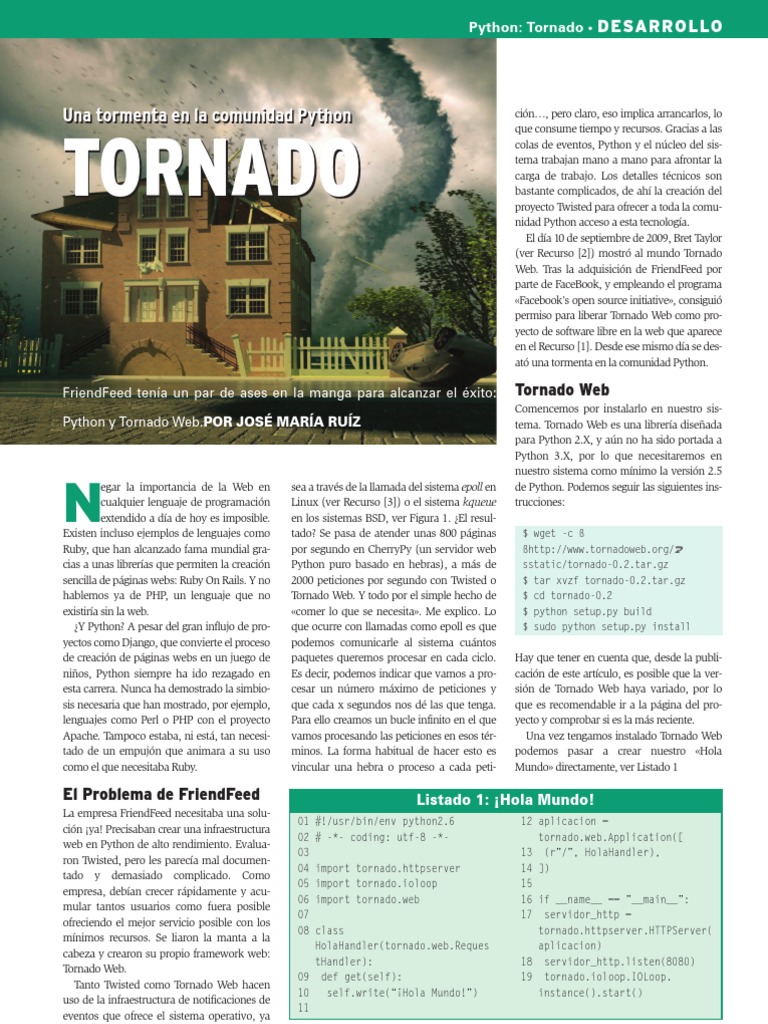 Tornado Web: Framework de Python | PDF | Página web | Red mundial