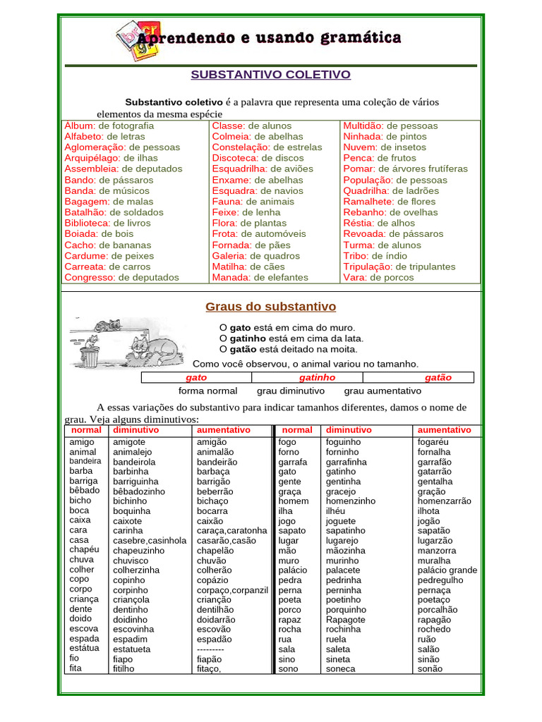 Substantivos Coletivos e Aumentativos | PDF | Biologia | Organismos