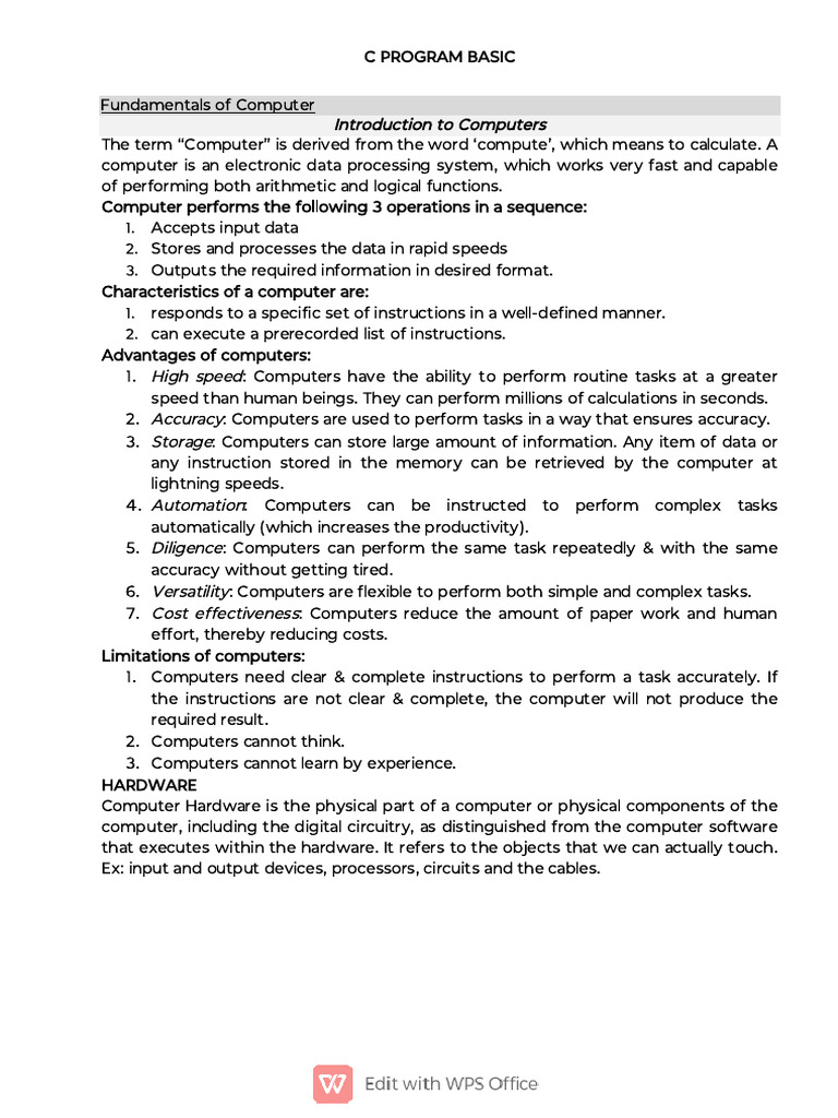 Computer Basics and Programming Overview | PDF | Programming | Computer ...