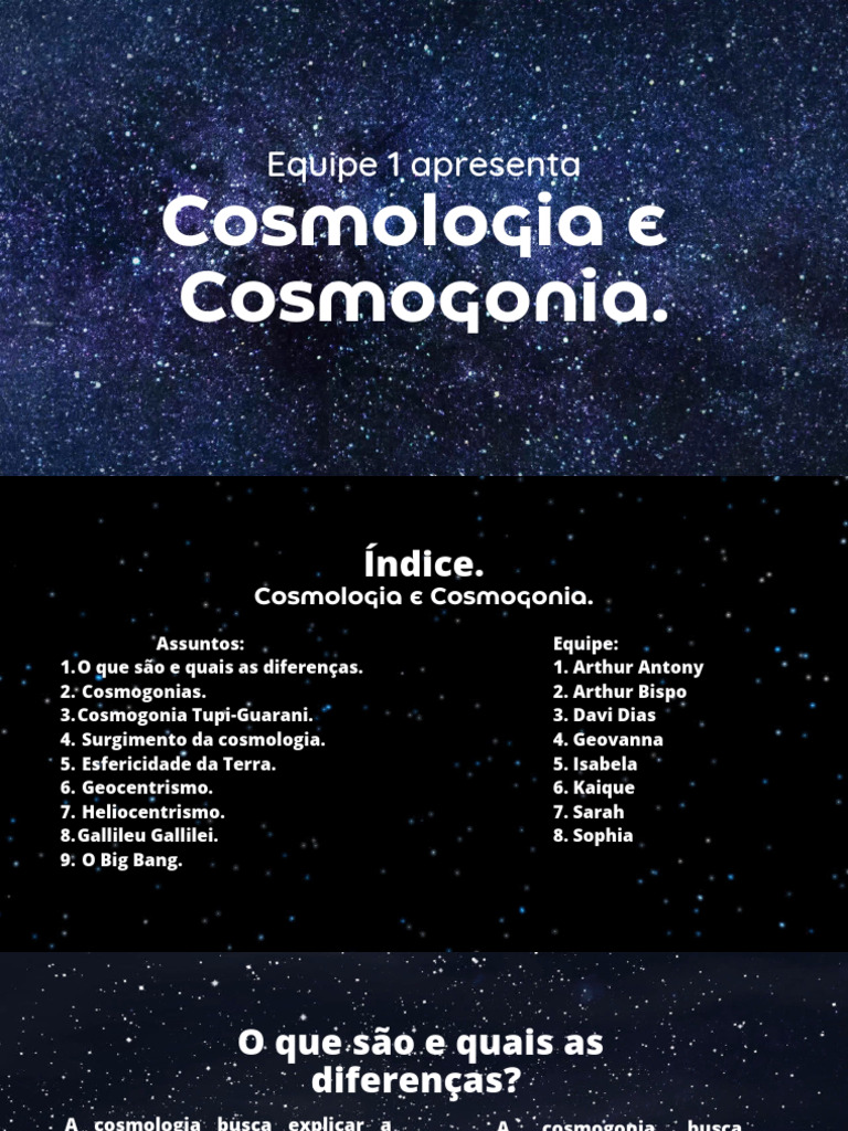 Diferenças entre Cosmologia e Cosmogonia | PDF | Cosmologia | Galileu ...