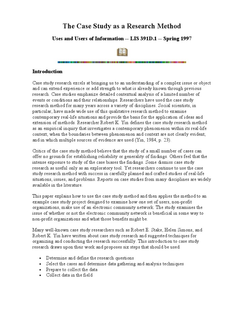 The Case Study As A Research Method | PDF | Case Study | Research Methods